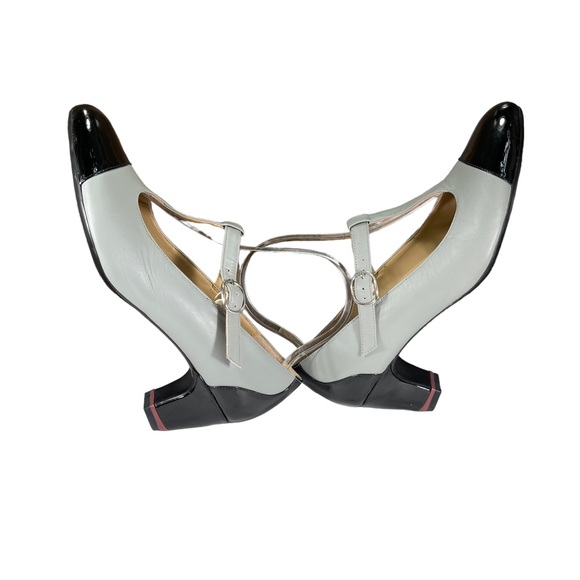 Oh! Healthy Heels Gray patent Leather Black mary Jane heels womens Shoes Size 8 - Picture 6 of 15